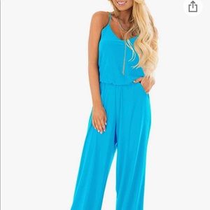 Blue jumpsuit romper from Amazon (Lacozy)